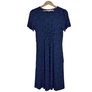 Boden Polka Dot Jersey Dress Size 10L Casual Workwear Travel Black